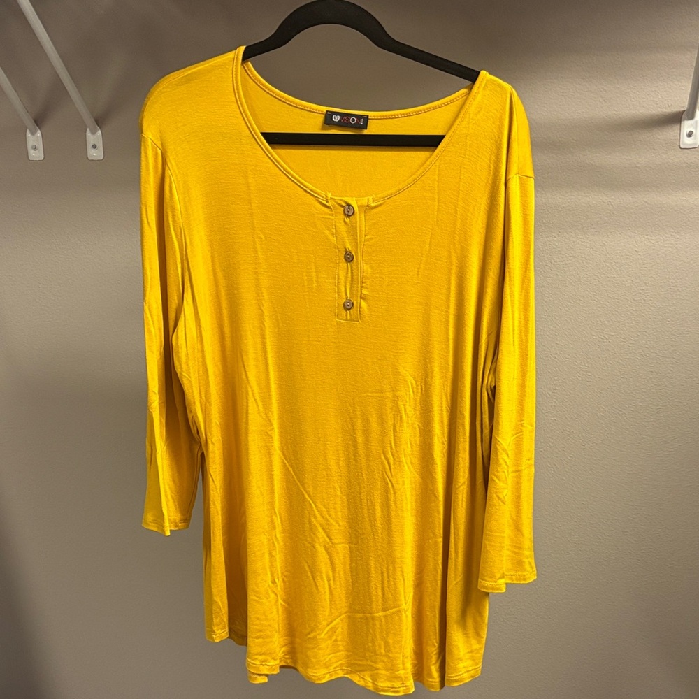 Eloquii Mustard Long Sleeve Henley Top